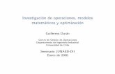 Investigación de operaciones, modelos matemáticos y optimización