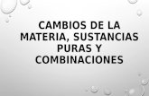 CAMBIOS  DE LA MATERIA, SUSTANCIAS PURAS Y COMBINACIONES. Lic Javier Cucaita