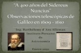 A 400 años del Sidereus Nuncius - Observaciones telescopicas de Galileo entre 1609 y 1610