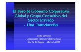 El Foro de Gobierno Corporativo Global y Grupo Consultivo del ...