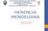 Herencia mendeliana. 2016.  Dr. Igor Pardo Zapata. Docente Titular