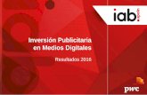 Inversión publicitaria en Medios Digitales en España 2016