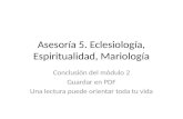 Asesoría 4. eclesiología, espiritualidad, mariología