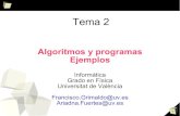 Algoritmos y programas Ejemplos - uv.es · PDF fileAlgoritmos y programas Ejemplos ... ponderada o si es el mínimo entre ese valor y 4. 3º.-Programación del algoritmo ... infinita