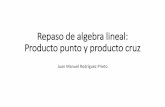 Repaso de algebra lineal: Producto punto y producto cruz · PDF fileVectores en Un vector es un segmento de recta con magnitud y dirección especificados, con punto inicial en el origen.