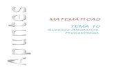 MATEMÁTICAS TEMA 10 - Aula Abierta de Matemáticas ... · PDF fileMaría y Laura idean el siguiente juego: cada una lanza un dado, si en los dados sale el mismo número, gana Laura;