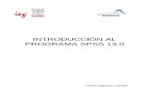 INTRODUCCIÓN AL PROGRAMA SPSS · PDF fileIntroducción al SPSS SPSS BÁSICO 1.- INTRODUCCIÓN1 SPSS (Statistical Package for Social Sciences) es uno de los paquetes estadís-ticos