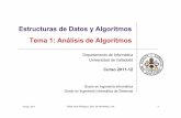 Estructuras de Datos y Algoritmos Tema 1: Análisis de ...cvaca/asigs/doceda/tema1.pdf · de tamaño n y de posibles valores de búsqueda para los que el algoritmo realiza t operaciones