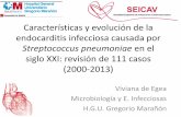 Características y evolución de la endocarditis infecciosa …seicav.org/wp-content/uploads/2015/11/EISpneumoVdeEgea.pdf–Serie española 33% vs literatura 17% p = 0,09 Variable
