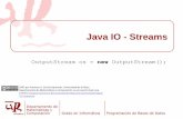 Java IO - Streams - unirioja.es · La E/S de Java se realiza a través de flujos (streams). ... el byte a un array dinámico (en memoria). Añade los métodos: public byte[] toByteArray()