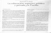 Ricardo Moreno Botello La educación superior pública ... · La educación superior pública yprivada en Puebla l.INTRODUCCiÓN En el Estado de Puebla, ... contempló este tipo de