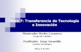 Foro 7: Transferencia de Tecnología e Innovaciónaprendeenlinea.udea.edu.co/lms/moodle/file.php/635/Presentaciones... · Qué se entiende por Transferencia de Tecnología e ... (Centro