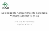 Sociedad de Agricultores de Colombia Vicepresidencia … Primer Año de Top Ten Para la SAC ha sido una experiencia gratificante poder informar a los usuarios, de manera periódica,