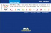 Volumen 3 - Noviembre de 2017 - Santa Marta,ingenieria.unimagdalena.edu.co/pis/cinsis/archivos/Memorias CINSIS... · 12 PROCESAMIENTO DE IMÁGENES SUBACUÁTICAS DE PECES EN ... 19