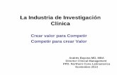 La Industria de Investigación Clínicaavanzar.com.co/wp-content/uploads/2017/11/Competitividad-Investig... · Tomado de : Citeline-Pharma-RD-Annual-Review-2014 . 4% disminución