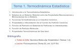 Tema 1. Termodinámica Estadística · Tema 1. Termodinámica Estadística 1. Introducción a la Termodinámica Estadística. 2. Estados de un Sistema. Relación entre las Propiedades