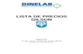 LISTA DE PRECIOS GILSON - dinelab.com · LISTA DE PRECIOS GILSON Vigencia: 1° de enero al 30 de junio 2013 Los precios en esta lista no incluyen IVA