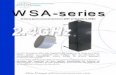 Antena WSA-series para WiFi · La serie WSA está diseñada bajo las más estrictas especificaciones ... de sensibilidad o potencia de ... Ganancia amplificador: 28dB Figura de ruido: