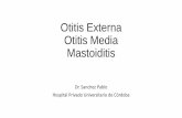 Otitis Externa Otitis Media Mastoiditis - siccordoba.com Externa.pdf · organismos e invadir la piel macerada llevando a la inflamación y supuración. •DBT: causa microangiopatia