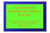 VALORACIÓN Y MANEJO DEL RIESGO SUICIDA · • Un continuo desde idea-amenaza-gesto-tentativa-suicido consumado. • Debe diferenciarse de autolesiones sin finalidad suicida. 11 DEFINICIONES: