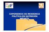EXPERIENCIA DE INCIDENCIA POLÍTICA EN … · LOGROS: EN LA LEGISLACIÓN. LOGROS: ... los lineamientos de la Iniciativa contra la Desnutrición Infantil, con un enfoque central en