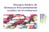 Riesgos fetales de fármacos frecuentemente usados en … · Amitriptilina es segura. z. NO. z. ISRS (paroxetina, fluoxetina,sertralina, citalopram, venlafaxina,…)Æmalformación