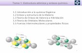 Tema 1: Estructura atómica y enlace químico. 1 Enlace... · Tema 1: Estructura atómica y enlace químico. 1 1.1 Introducción a la química Orgánica 1.2 Enlace y estructura de