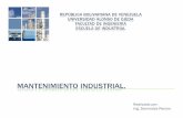 Estadisticas en mantenimiento - Ing. Danmelys … · mantenimiento industrial. repÚblica bolivariana de venezuela universidad alonso de ojeda facultad de ingenierÍa escuela de industrial