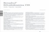 Benadryl Difenhidramina ClH - elea.com · de magnesio 1,80 mg. Cada 1 ml de inyectable contiene: difenhidramina ClH 10 mg. Exc.: agua para inyectable c.s. ... Los antihistamínicos