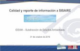 Calidad y reporte de información a SISAIRE · Ejemplos de inconsistencias encontradas. ... Actualizar periódicamente la base de datos de SISAIRE con la información del respectivo