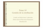 Tema 10 Gestión de la retribución - cartagena99.com 10 rrhh.pdf · intrínsecas y extrínsecas que el empleado recibe por desempeñar su ... - Mercado de trabajo interno - Tamaño