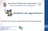 02 El rol de los algoritmos en la Computación - … · Contenido •Introducción •Historia •Algoritmo •Características de los algoritmos •Importancia de los algoritmos