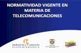 NORMATIVIDAD VIGENTE EN MATERIA DE TELECOMUNICACIONES · Los Servicios de telecomunicaciones se clasifican, para efectos de este Decreto, en básicos, de difusión, telemáticos y