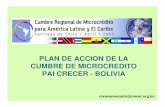PLAN DE ACCION DE LA CUMBRE DE ... - …medianetworks.cl/cumbremicrocredito/pdf_microcredito/1 Roxana... · La pobreza rural y urbana en Bolivia ... representan el 13% de la población
