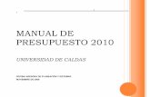 MANUAL DE PRESUPUESTO 2010 - ucaldas.edu.co · El manual de presupuesto 2010 tiene como objetivo proporcionar la claridad conceptual y procedimental, y la perspectiva ... En los fondos