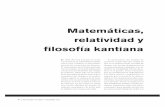 Matemáticas, relatividad y ﬁ losofía kantiana · ﬁ losofía kantiana Lo interesante del modelo de universo construido por Gödel es que en él existen líneas cerradas de tiempo,