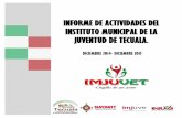 INFORME DE ACTIVIDADES DEL INSTITUTO …transparencia.tecuala.gob.mx/19/instituto-de-la-juventud/informe.pdf · productivos de INADEM. ... Se hizo el reconocimiento especial para