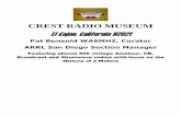 CREST RADIO MUSEUM El Cajon, California 92021 · CREST RADIO MUSEUM El Cajon, California 92021 Pat Bunsold WA6MHZ, Curator ARRL San Diego Section Manager Featuring almost 600 vintage