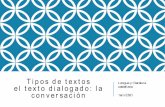 Tipos de textos el texto dialogado: la conversación · el texto dialogado: la conversación Lengua y literatura castellana 1ero ESO ¿Qué es una conversación? v Es una actividad
