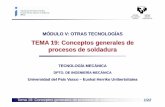T19 - Conceptos generales de procesos de soldaduraehu.eus/manufacturing/docencia/1147_ca.pdf · Tema 19: Conceptos generales de procesos de soldadura 2/22 Contenidos 1. Conceptos