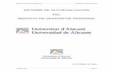 INFORME DE AUTOEVALUACIÓN DEL SERVICIO DE GESTIÓN DE … · Gestión de Personal de la Universidad de Alicante; un segundo bloque sobre el Comité de Autoevaluación designado para