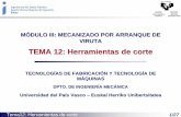 TEMA 12: Herramientas de corte - ehu.eusehu.eus/manufacturing/docencia/411_ca.pdf · Desgaste-Mecanismos de desgaste-Desgaste de flanco-Desgaste de cráter-Desgaste de adhesión-Otros