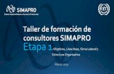 Taller de formación de consultores SIMAPRO - … · - BPM –Lista Chequeo HACCP Tiempo perdido - En fábrica Energía - Compra red externa (kw) Normatividad - Ambientales - Seguridad