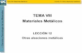 TEMA VIII ecnología de los Materiales Materiales … · 12.6 metales refractarios - Aplicaciones: elementos de aleación en aceros inoxidables, matrices de extrusión, piezas de