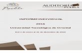 INFORME INDIVIDUAL 2016 - auditoriapuebla.gob.mx · El Informe Individual presenta los hechos y su evaluación de manera objetiva con el propósito de robustecer la confianza de los