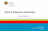 Tema 4: Espacios vectoriales - Academia Madrid … 0… · 4 Espacio vectorial Definición: Espacio vectorial Un espaciovectoriales un conjunto no vacío, V, de objetos (llamados
