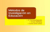 Métodos de Investigación en Educación - uco.es · • Integración de temáticas transversales: salud, medio ambiente, consume y otros. • Investigación en proyectos lectores