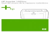 HP LaserJet 1022nw - welcome.hp-ww.comwelcome.hp-ww.com/ctg/Manual/c00312501.pdf · Fuentes y contenido del manual para recibir asistencia e información Nota La impresora HP LaserJet