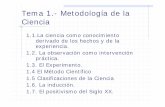 Tema 1.- Metodología de la Cienciarua.ua.es/dspace/bitstream/10045/4201/1/Tema 1.pdf · 1.3.1 Hechos pertinentes ...Psicología social. 1.5.2 Características de las Ciencia formales