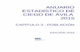 ANUARIO ESTADÍSTICO DE CIEGO DE ÁVILA 2015 - … de Avila/3 Poblacion.pdf · Cuadros 3.1 - Población residente por sexo, tasa anual de crecimiento y relación de masculinidad ...